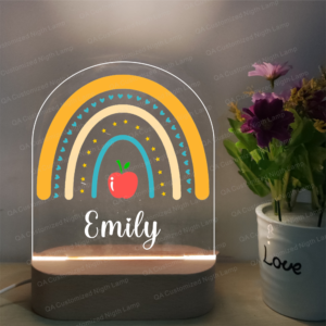 Personalised Rainbow Night Light with Name Bedroom Bedside Nursery Light Cute Night Lamp Valentine's Day Gift